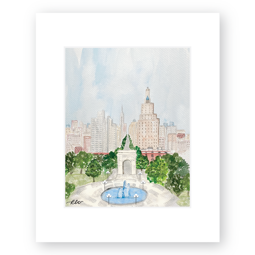 Large Unframed And Signed Watercolor Of Washington offers Square Arch In New York City